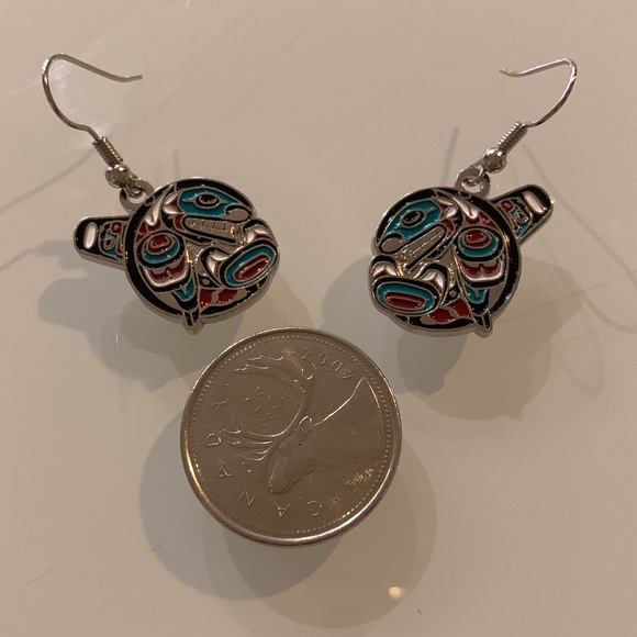 New - Killer whale motif dangle earrings - Picture 4 of 4
